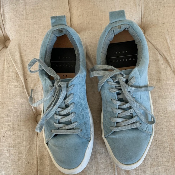 Zara Trafaluc Platforms | Blue Vegan Suede US size 7 - Picture 3 of 9